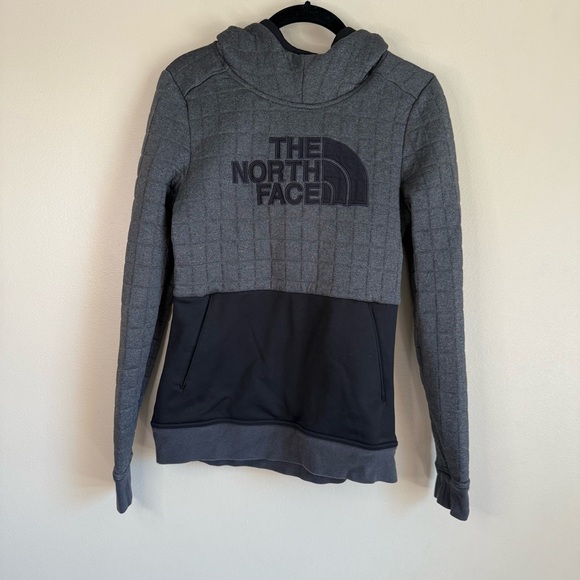 NORTH FACE Black & Gray Quilted Hoodie Sweatshirt Women's - Size SMALL - Picture 2 of 4
